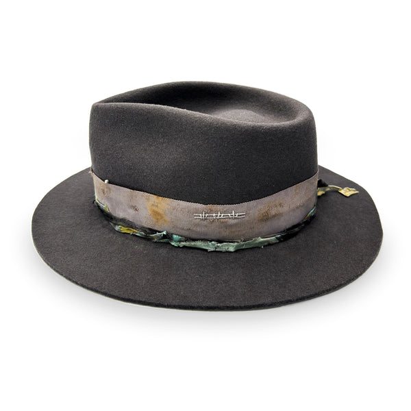 Westward, a packable stylish designer hat by Dominique Cohen, in dark grey<span class='visuallyhidden'>; shop help at 760-978-9297.</span>